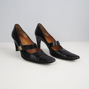 Salvatore Ferragamo Black Leather Mary Jane Pumps
